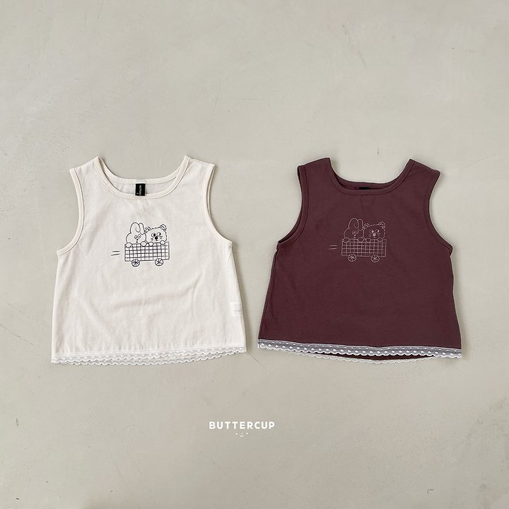 Buttercup - Korean Children Fashion - #littlefashionista - Line Lace Sleeveless Tee