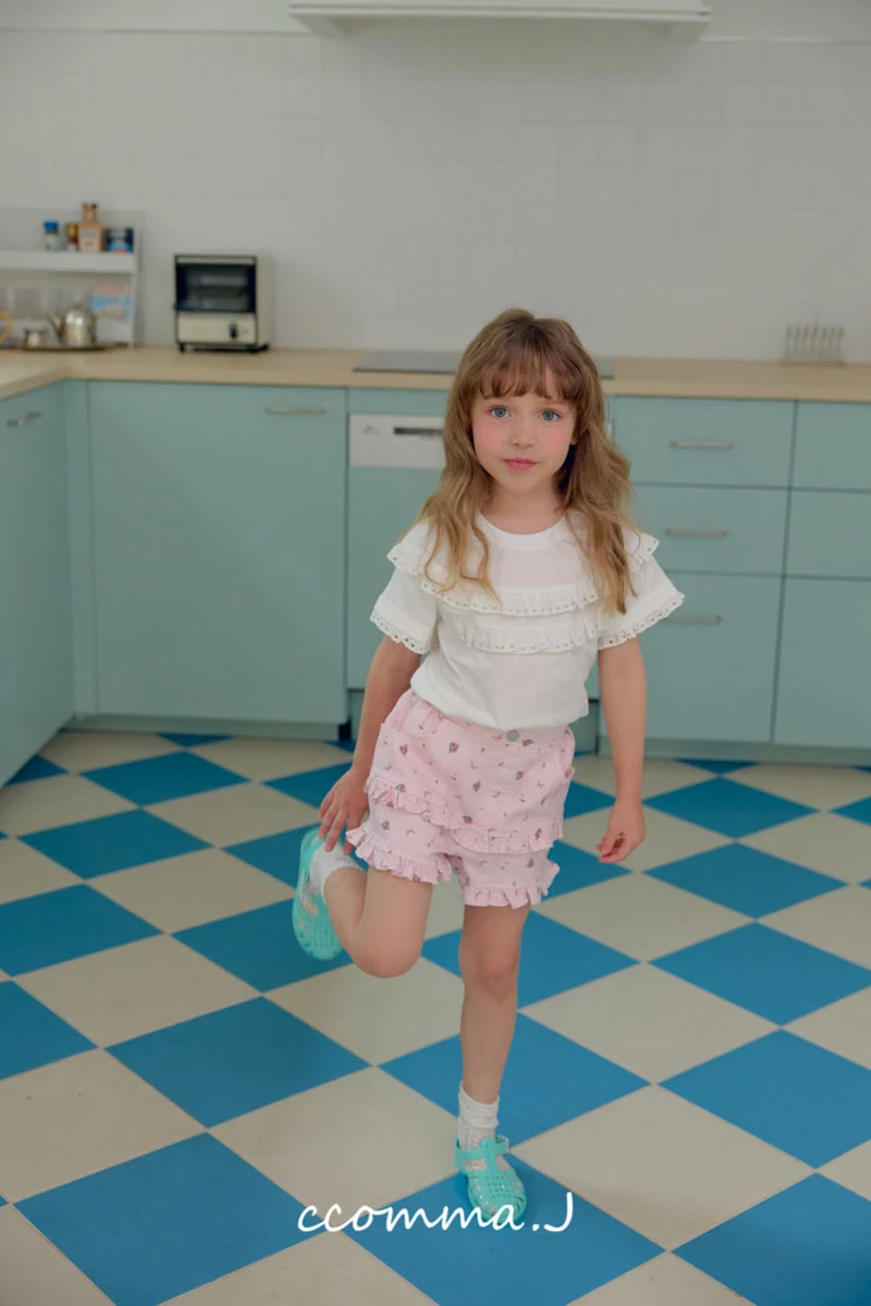 Ccommaj - Korean Children Fashion - #Kfashion4kids - Rosé Frill Short Sleeve Tee - 3