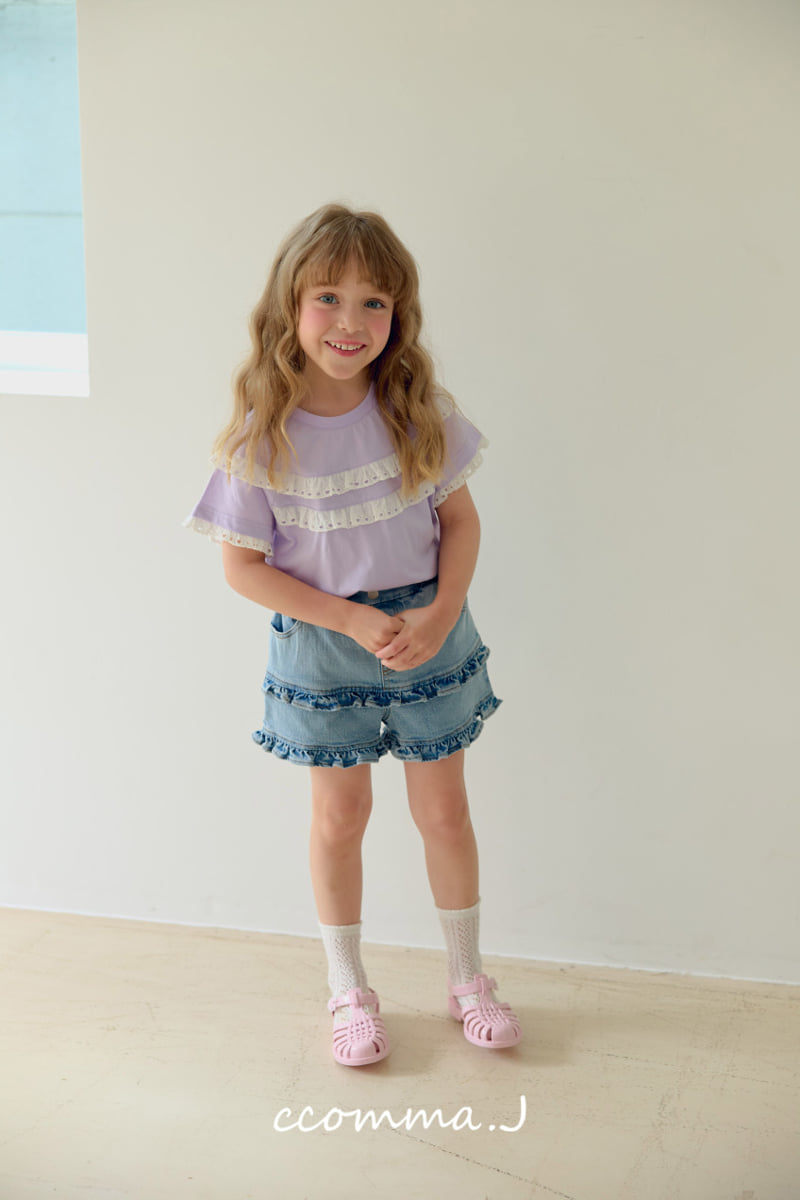 Ccommaj - Korean Children Fashion - #childrensboutique - Rosé Frill Short Sleeve Tee - 10