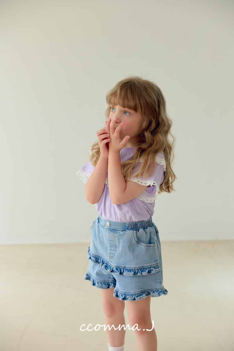 Ccommaj - Korean Children Fashion - #designkidswear - Rosé Frill Short Sleeve Tee - 11