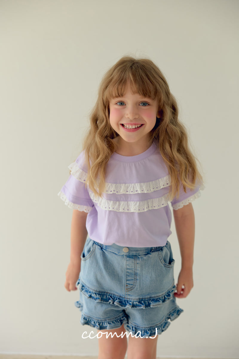 Ccommaj - Korean Children Fashion - #discoveringself - Rosé Frill Short Sleeve Tee - 12