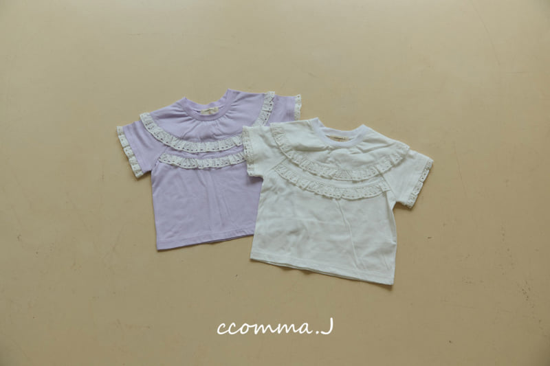 Ccommaj - Korean Children Fashion - #kidzfashiontrend - Rosé Frill Short Sleeve Tee - 2