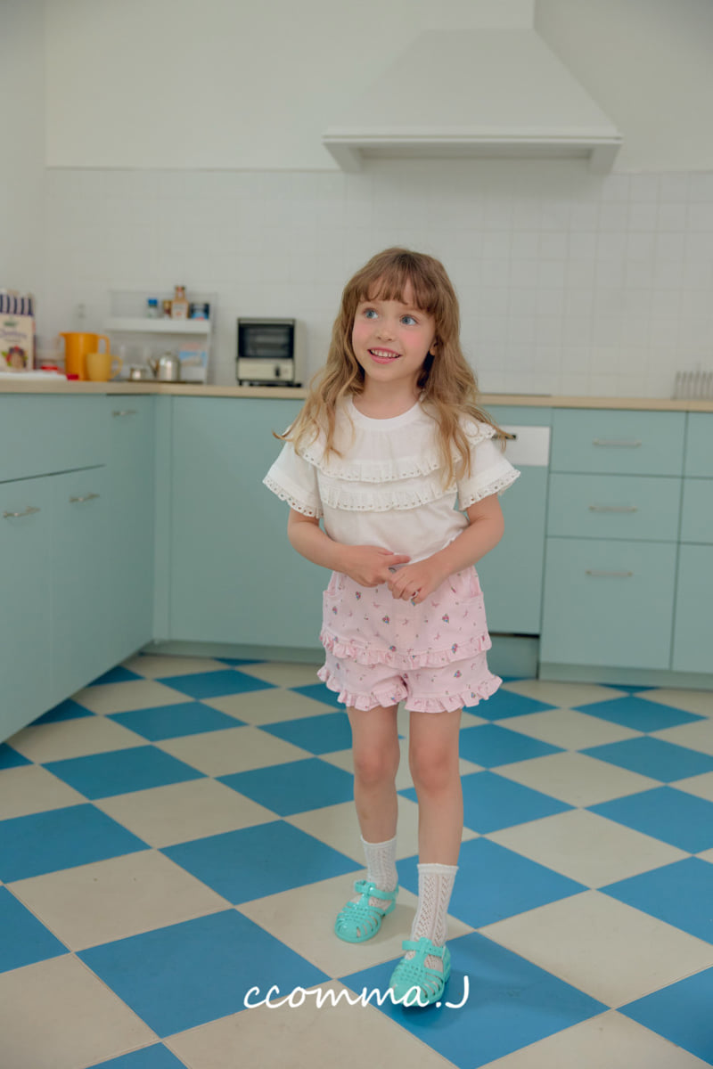 Ccommaj - Korean Children Fashion - #Kfashion4kids - Rosé Frill Short Sleeve Tee - 4