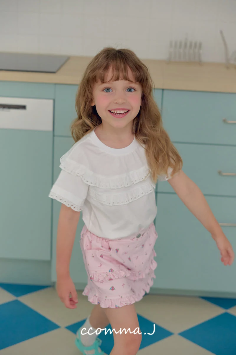 Ccommaj - Korean Children Fashion - #magicofchildhood - Rosé Frill Short Sleeve Tee - 5