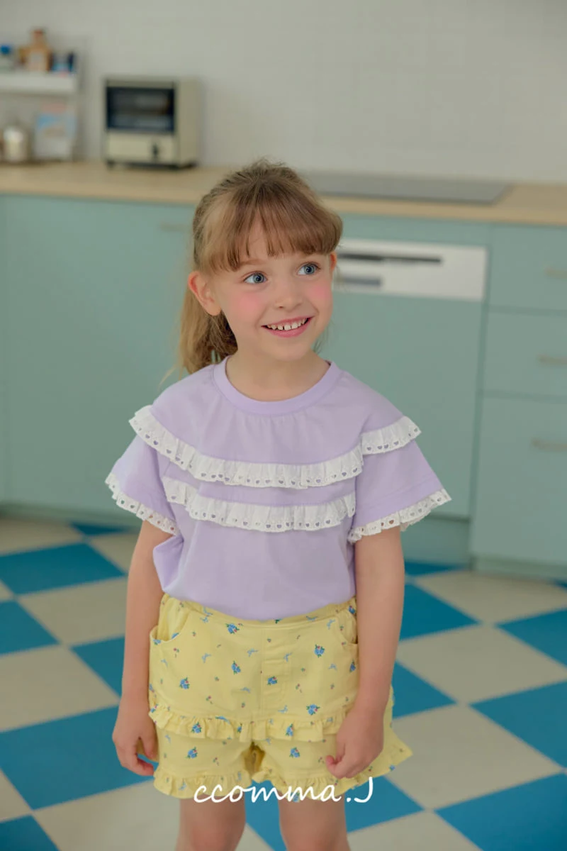 Ccommaj - Korean Children Fashion - #minifashionista - Rosé Frill Short Sleeve Tee - 6