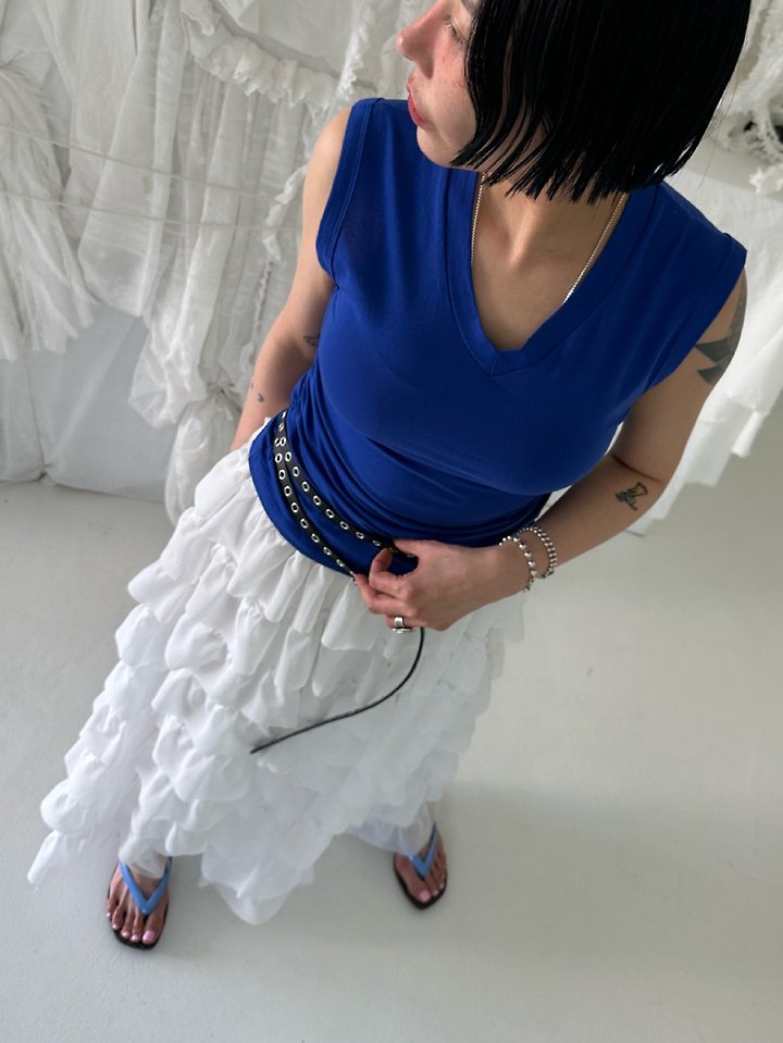 Chavi - Korean Women Fashion - #momslook - V-Shirring Sleeveless Tee - 9