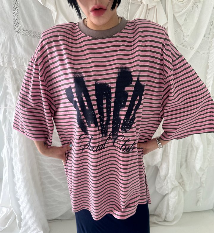 Chavi - Korean Women Fashion - #momslook - Faded Stripe Tee - 2