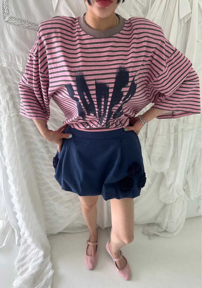 Chavi - Korean Women Fashion - #momslook - Faded Stripe Tee - 6