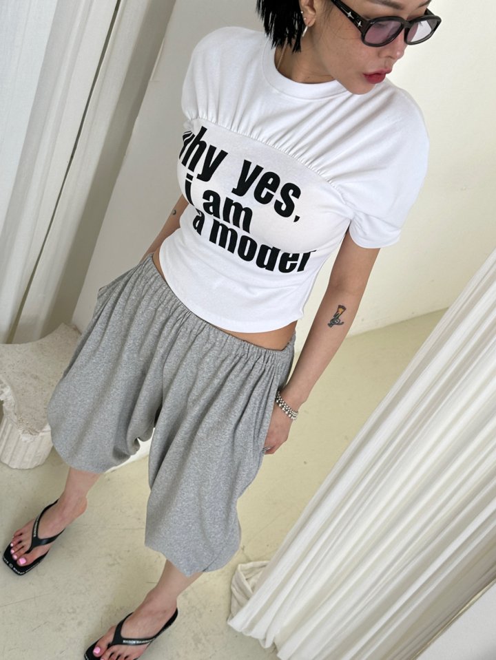 Chavi - Korean Women Fashion - #womensfashion - Model Shirring Tee - 10