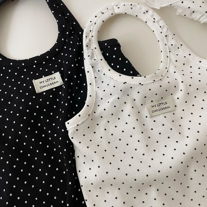 Choucream - Korean Baby Fashion - #babyboutiqueclothing - Dot Halter Sleeveless Tee - 4