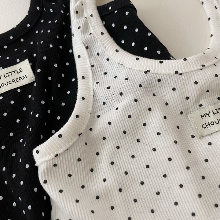 Choucream - Korean Baby Fashion - #babyfashion - Dot Halter Sleeveless Tee - 5