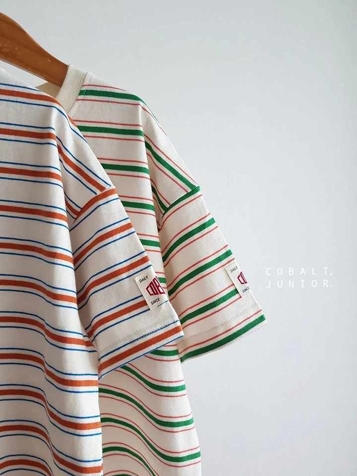 Cobalt - Korean Children Fashion - #childofig - Label Stripe Tee