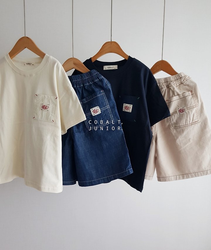 Cobalt - Korean Children Fashion - #kidsstore - Label Denim Shorts - 8