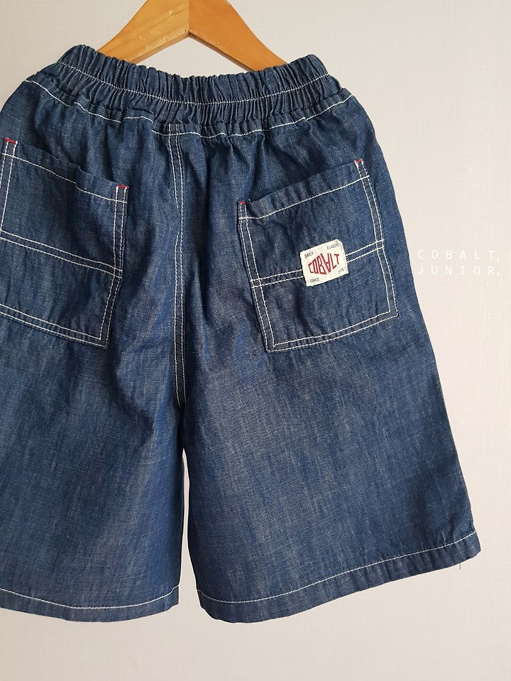 Cobalt - Korean Children Fashion - #kidzfashiontrend - Label Denim Shorts - 9