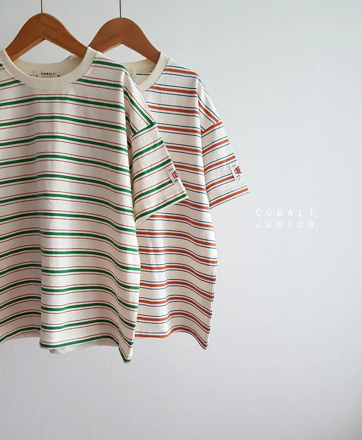 Cobalt - Korean Children Fashion - #kidzfashiontrend - Label Stripe Tee - 8