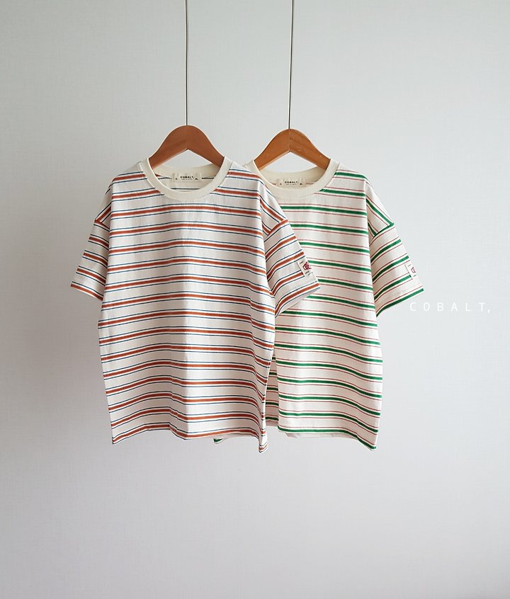 Cobalt - Korean Children Fashion - #littlefashionista - Label Stripe Tee - 10