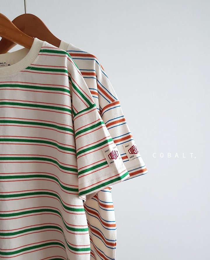 Cobalt - Korean Children Fashion - #minifashionista - Label Stripe Tee - 12