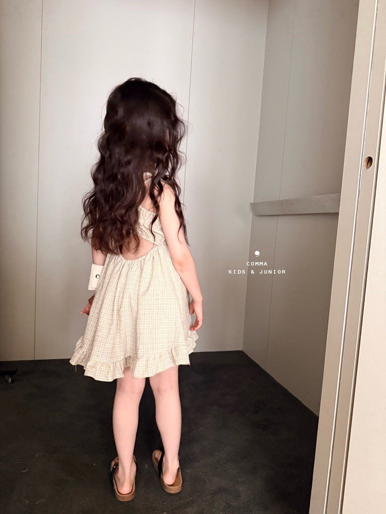 Comma - Korean Children Fashion - #Kfashion4kids - Check Back Slit One-piece - 9