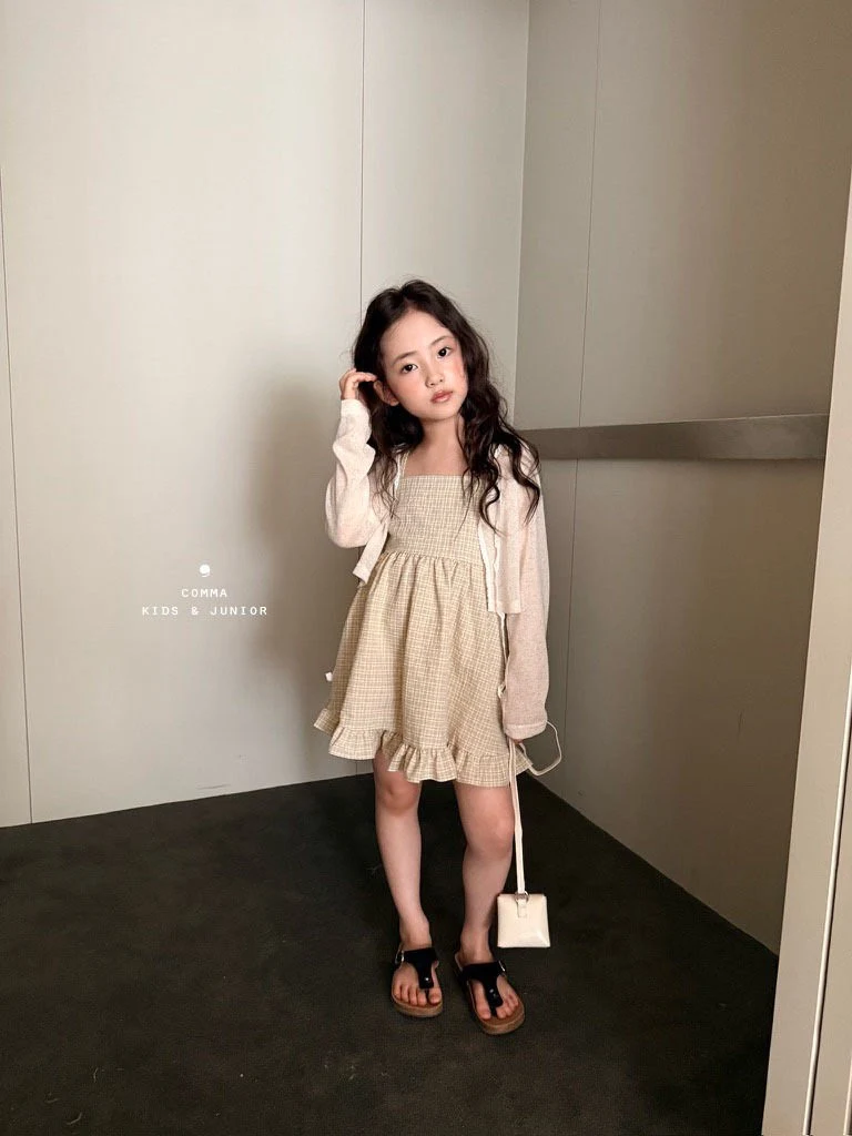 Comma - Korean Children Fashion - #childofig - Check Back Slit One-piece