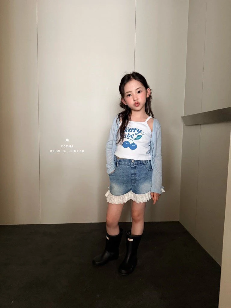 Comma - Korean Children Fashion - #kidzfashiontrend - Lace Denim Pants - 5