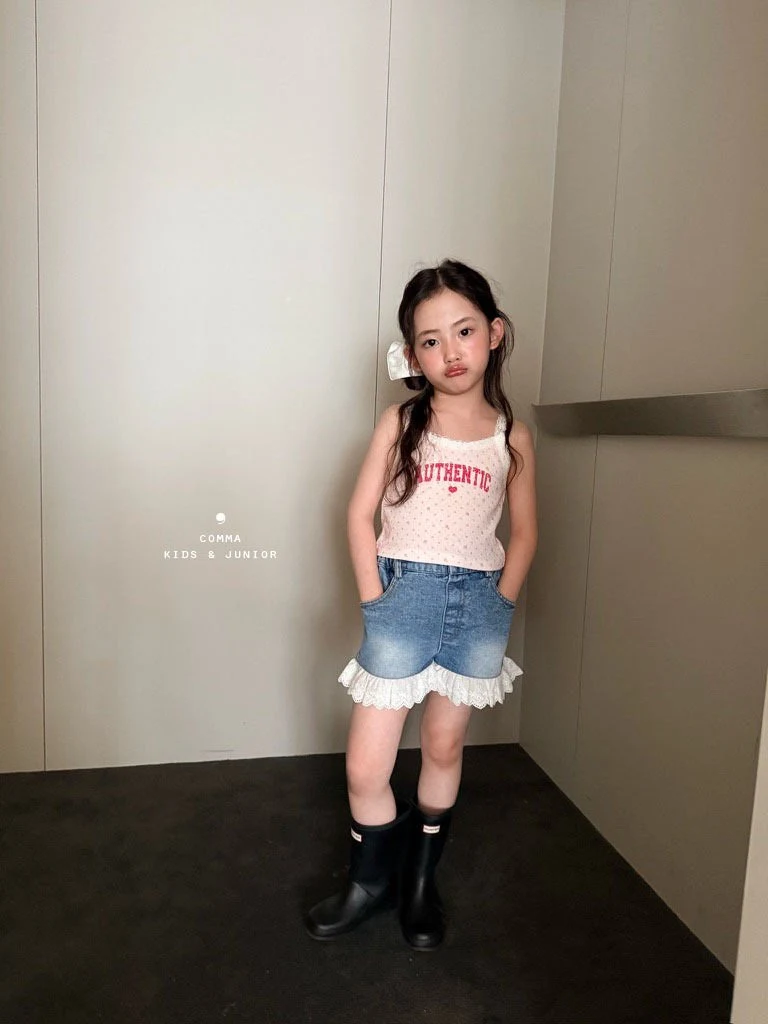 Comma - Korean Children Fashion - #littlefashionista - Lace Denim Pants - 7