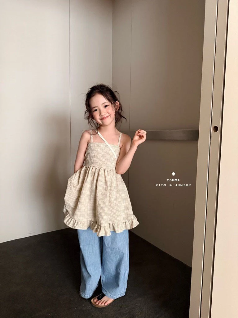 Comma - Korean Children Fashion - #magicofchildhood - Check Back Slit One-piece - 11