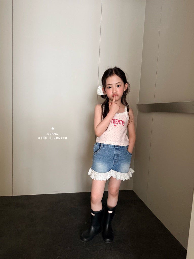 Comma - Korean Children Fashion - #magicofchildhood - Lace Denim Pants - 8
