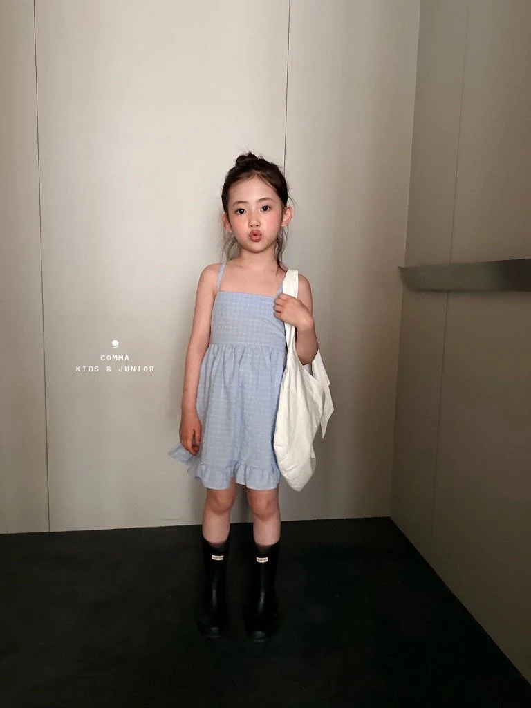 Comma - Korean Children Fashion - #minifashionista - Check Back Slit One-piece - 12