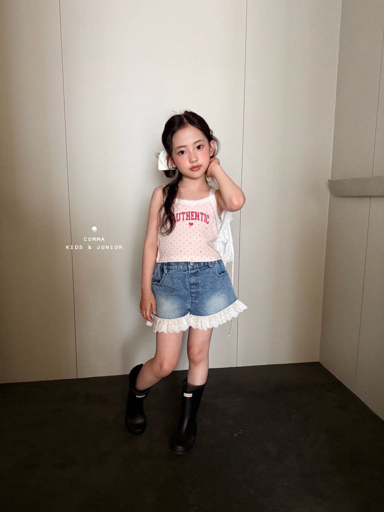 Comma - Korean Children Fashion - #minifashionista - Lace Denim Pants - 9