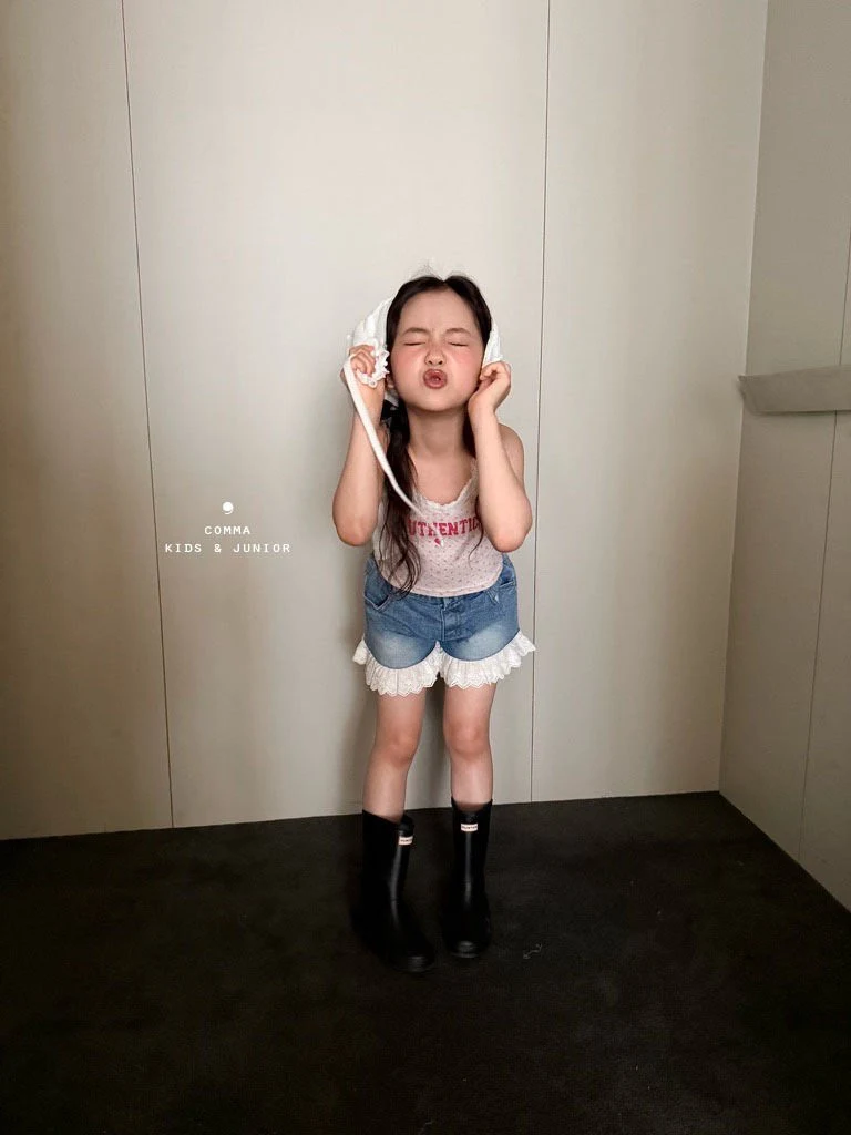 Comma - Korean Children Fashion - #todddlerfashion - Lace Denim Pants - 11