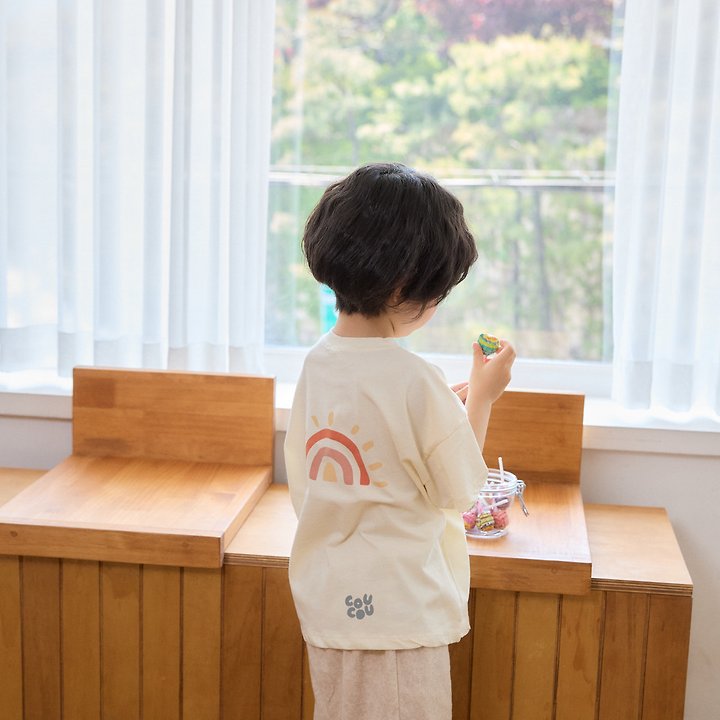 Cou Cou - Korean Children Fashion - #discoveringself - Rainbow Short Sleeve Tee - 7