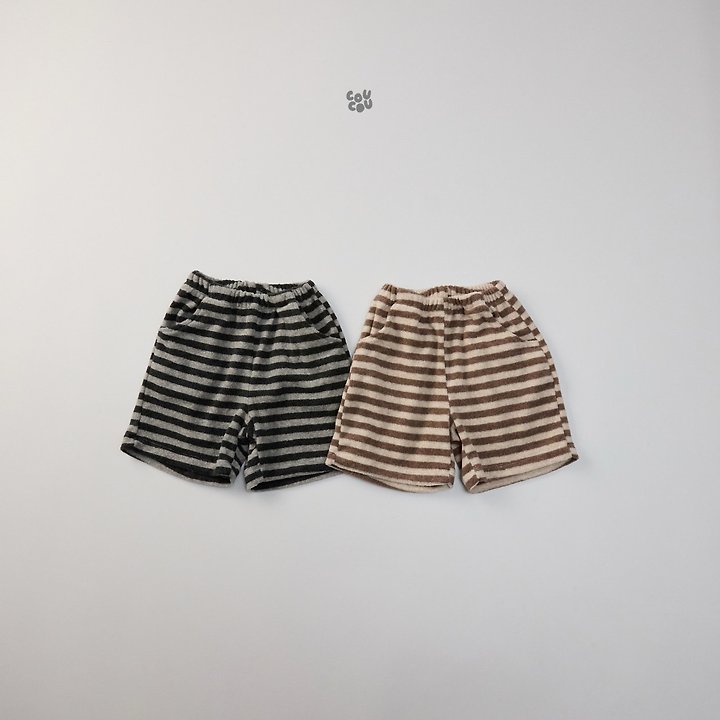 Cou Cou - Korean Children Fashion - #kidsshorts - Stripe Terry Pants - 6
