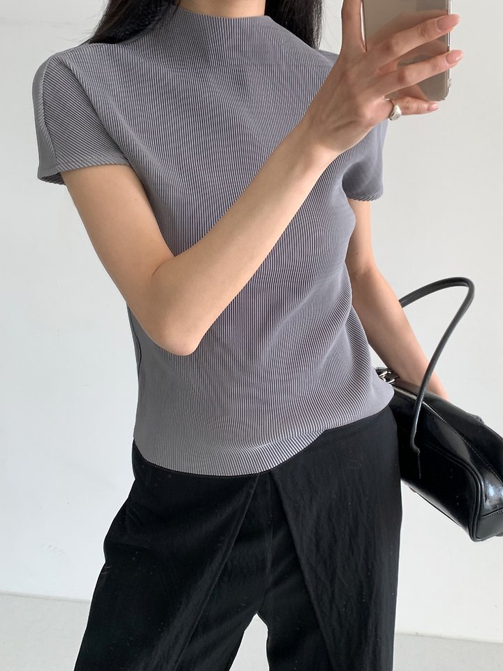 Cover - Korean Women Fashion - #momslook - Pleated Tee - 7