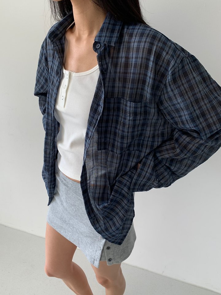 Cover - Korean Women Fashion - #womensfashion - Mono Check Shirt - 4