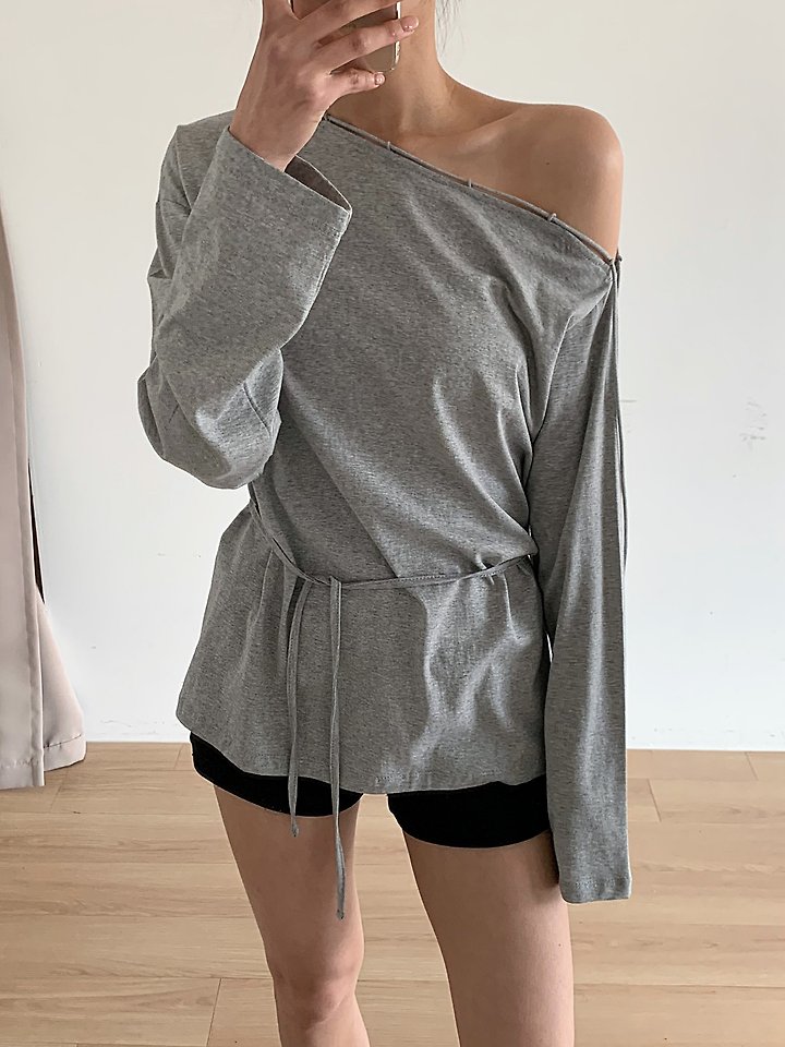 Cover - Korean Women Fashion - #momslook - String Off-Shoulder Tee - 2
