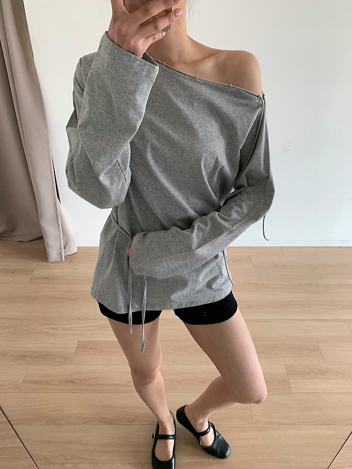 Cover - Korean Women Fashion - #momslook - String Off-Shoulder Tee - 3