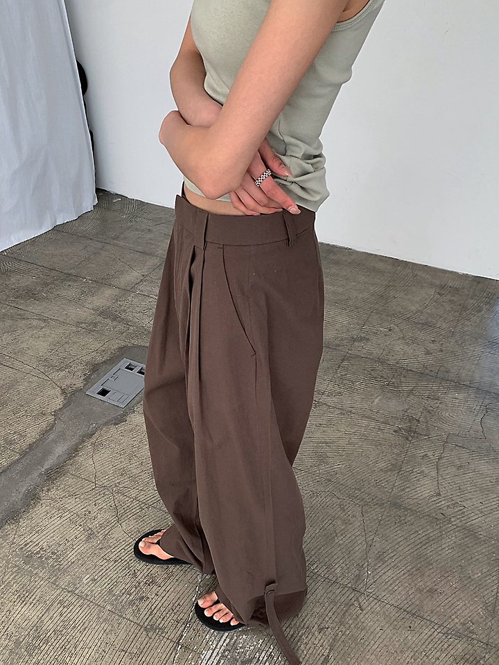 Cover - Korean Women Fashion - #momslook - Rolling Belted Pants - 11