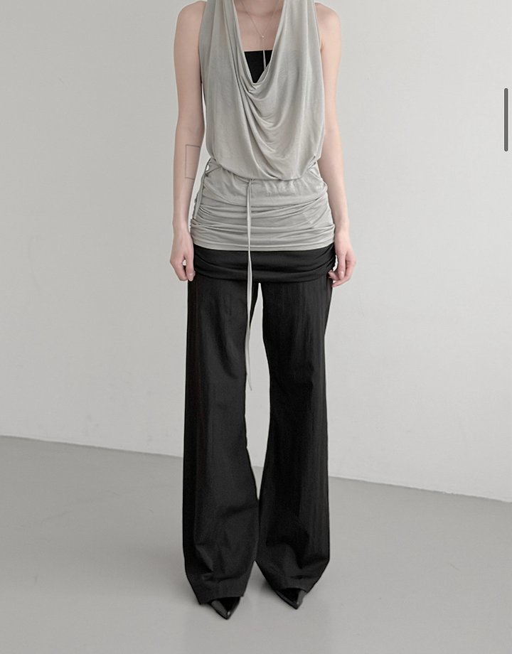 Cover - Korean Women Fashion - #momslook - Layered Shirring Pants - 9