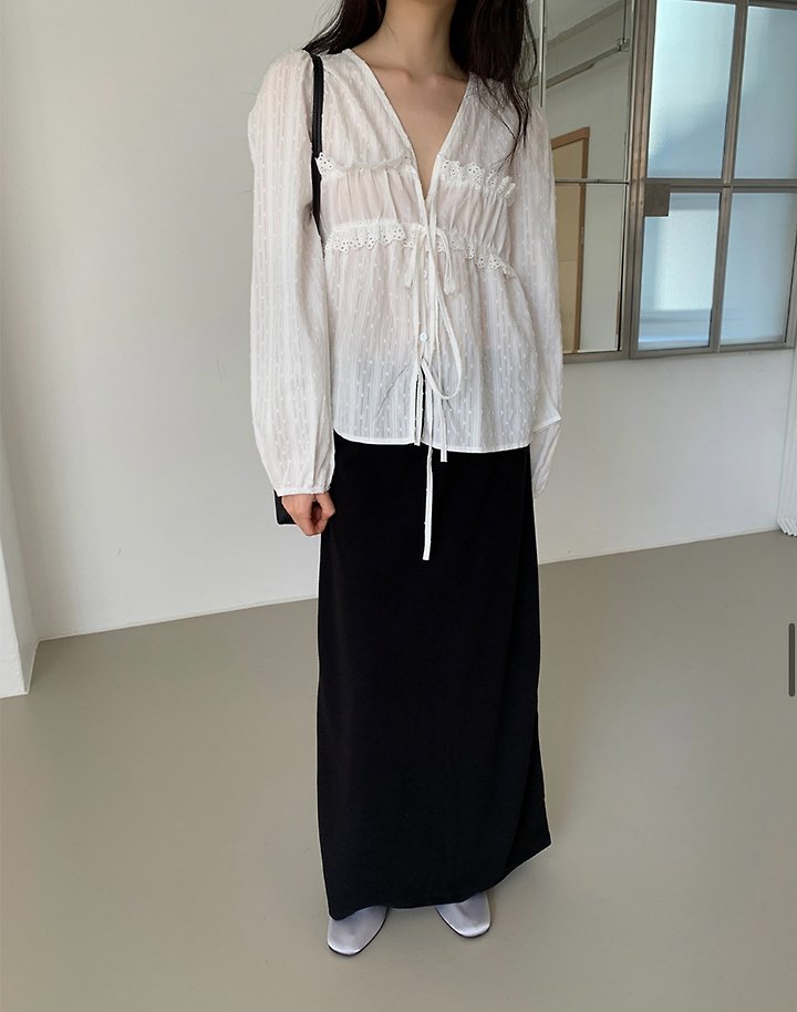 Cover - Korean Women Fashion - #momslook - Tie Long Skirt - 10