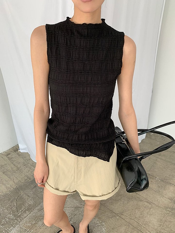 Cover - Korean Women Fashion - #momslook - Smocked Sleeveless Top - 2