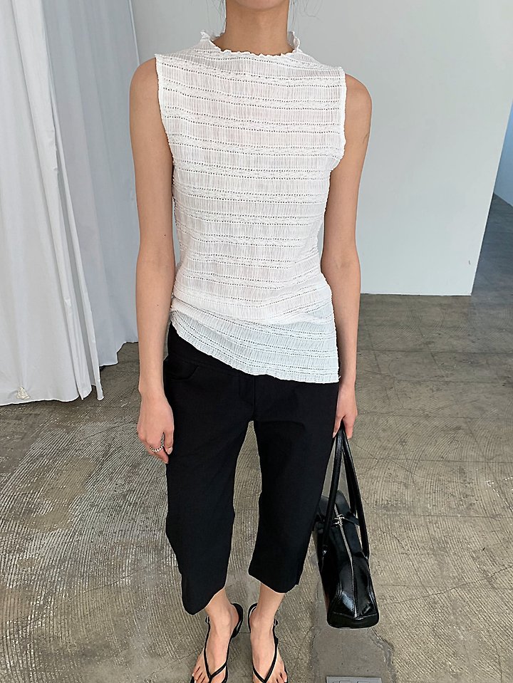 Cover - Korean Women Fashion - #womensfashion - Smocked Sleeveless Top - 4