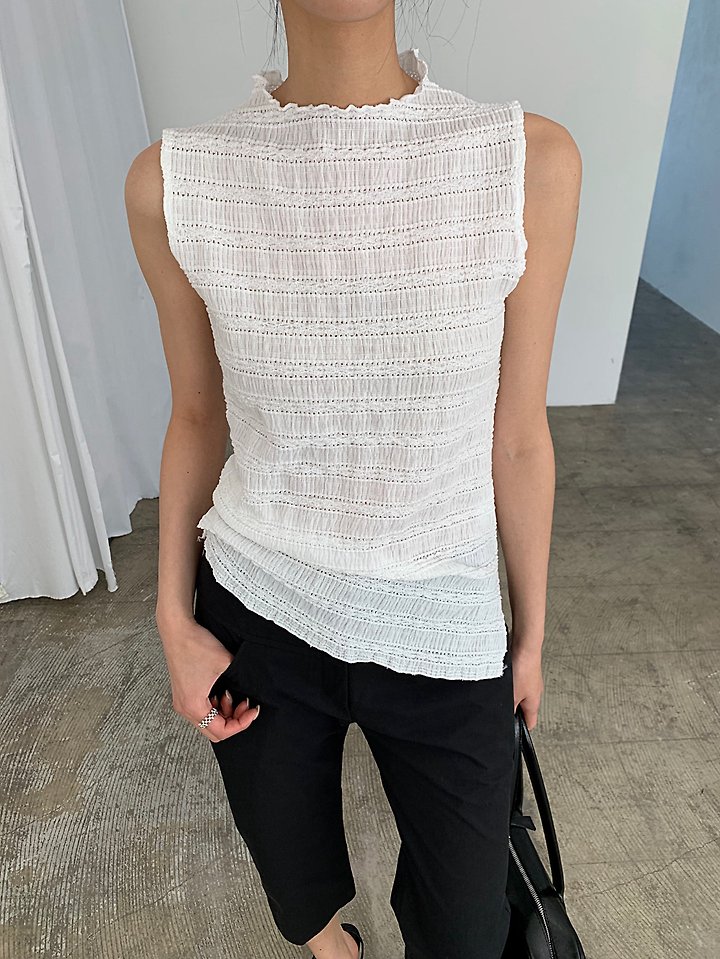 Cover - Korean Women Fashion - #momslook - Smocked Sleeveless Top - 6