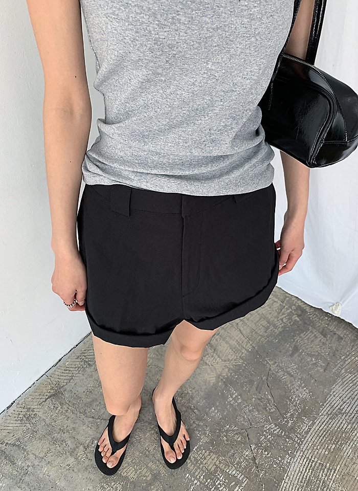 Cover - Korean Women Fashion - #momslook - Roll-Up Shorts - 10