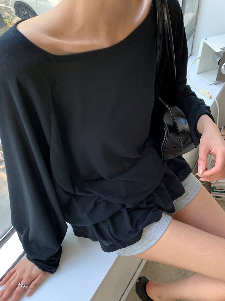 Cover - Korean Women Fashion - #momslook - Raglan Shirring Top - 5
