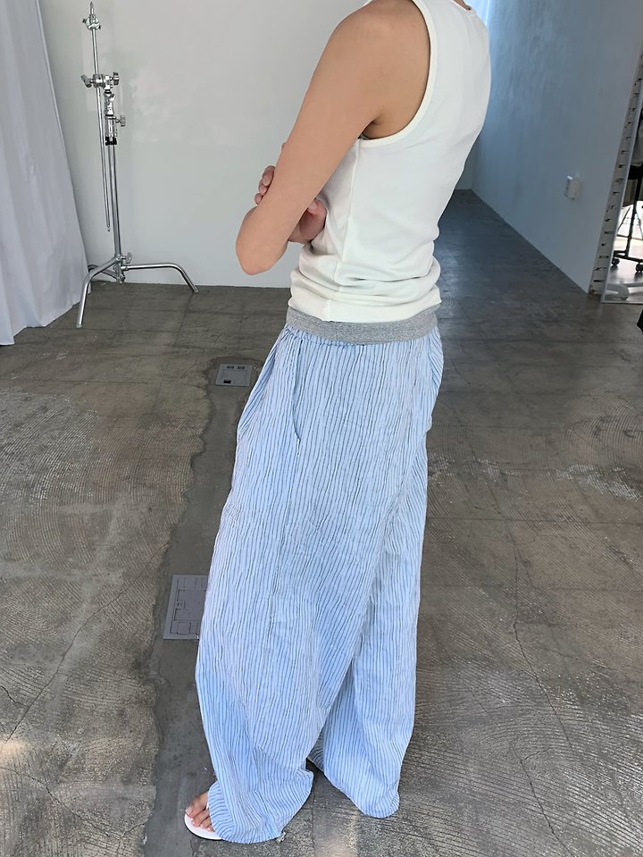Cover - Korean Women Fashion - #momslook - Wrinkle Stripe Two-Way Pants - 2