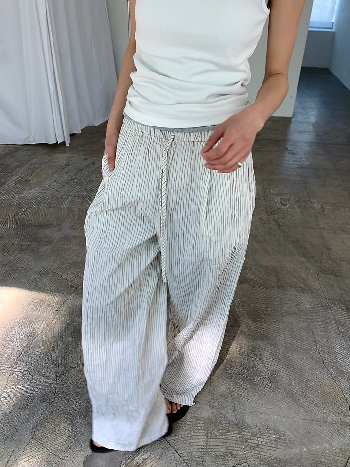 Cover - Korean Women Fashion - #momslook - Wrinkle Stripe Two-Way Pants - 6