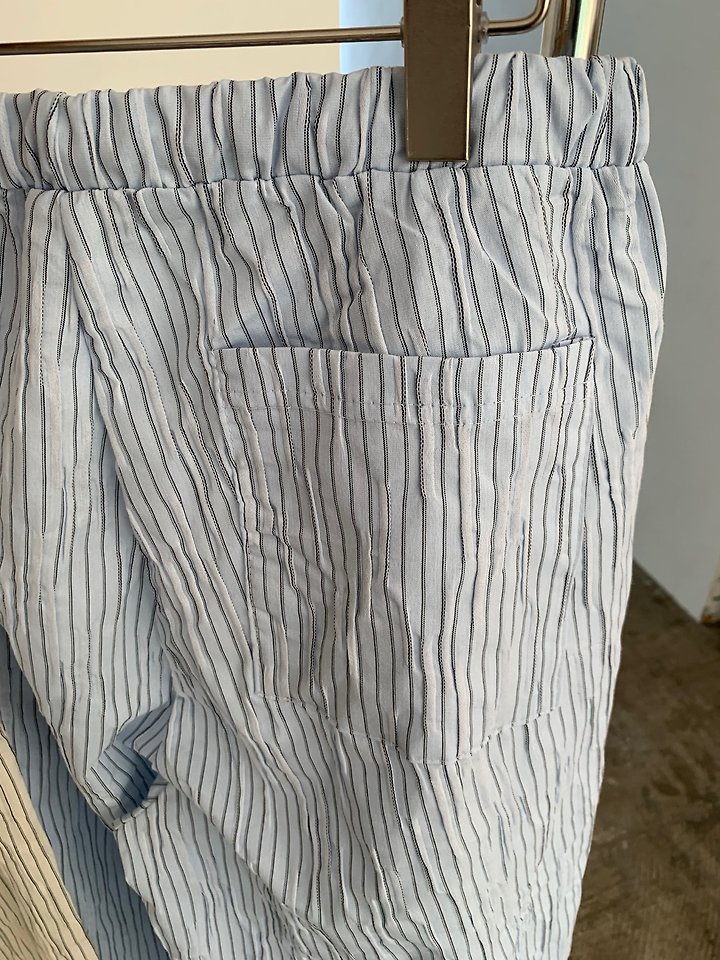 Cover - Korean Women Fashion - #momslook - Wrinkle Stripe Two-Way Pants - 8