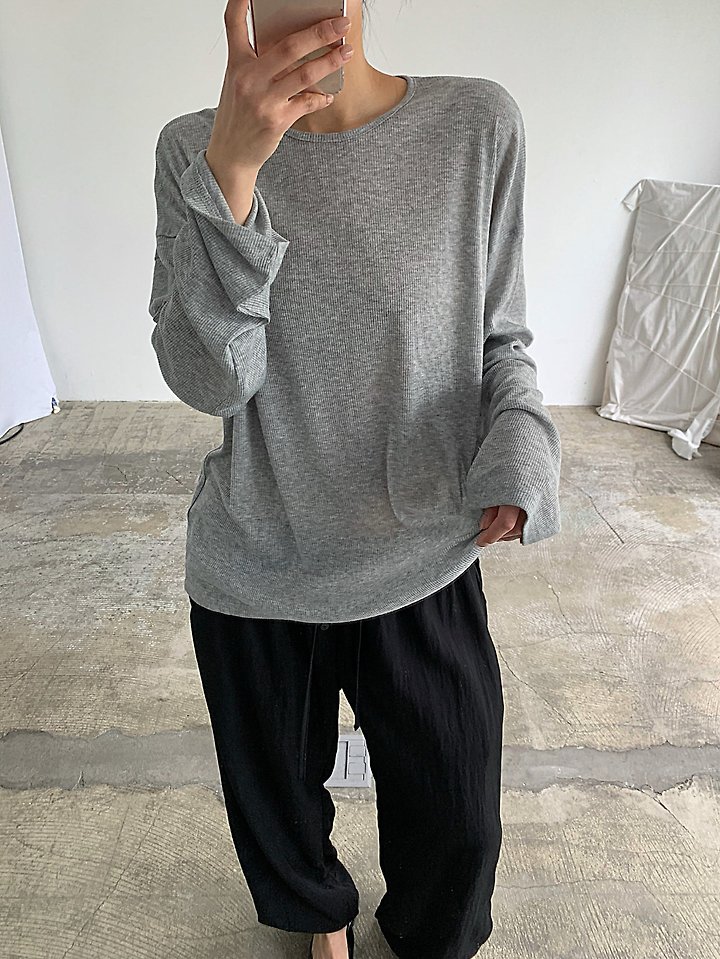Cover - Korean Women Fashion - #momslook - Sheer Boxy Long Sleeve Tee - 6