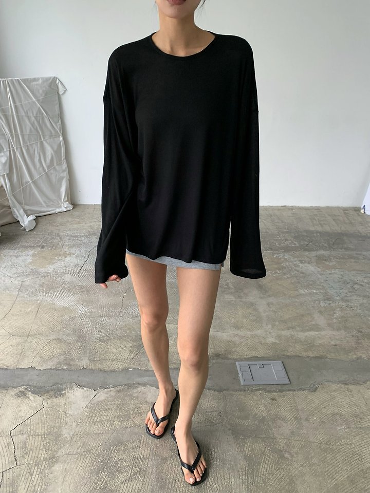 Cover - Korean Women Fashion - #momslook - Sheer Boxy Long Sleeve Tee - 8