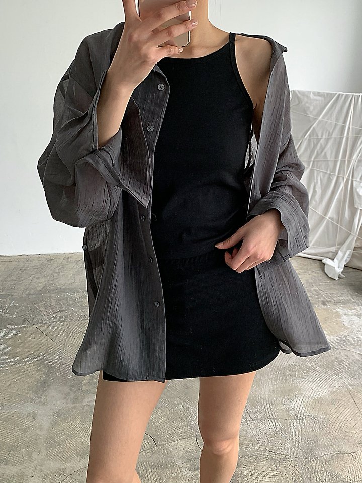 Cover - Korean Women Fashion - #momslook - Sheer Wrinkle Two-Way Shirt - 7